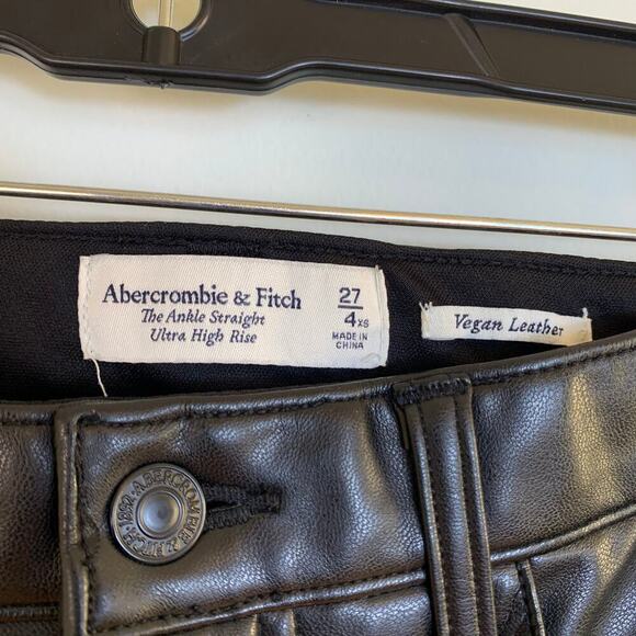 Abercrombie & Fitch Faux Leather Ankle Straight Pant Ultra High Rise Sz 27/4 - Picture 7 of 14